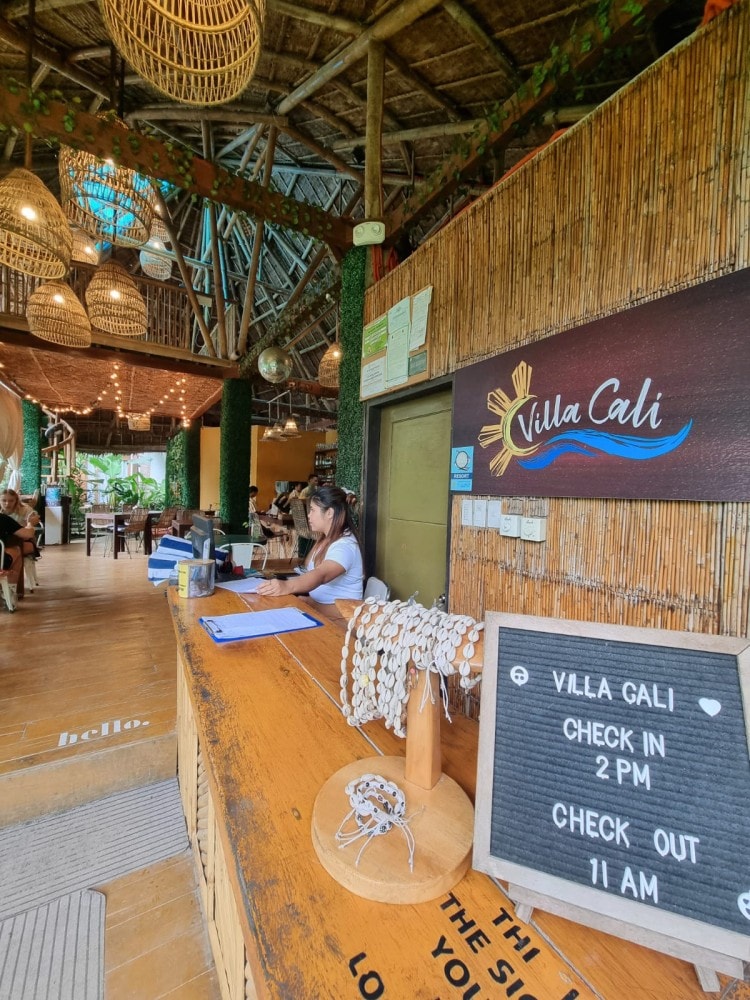 The reception desk at Villa Cali Siargao in General Luna, Siargao Island