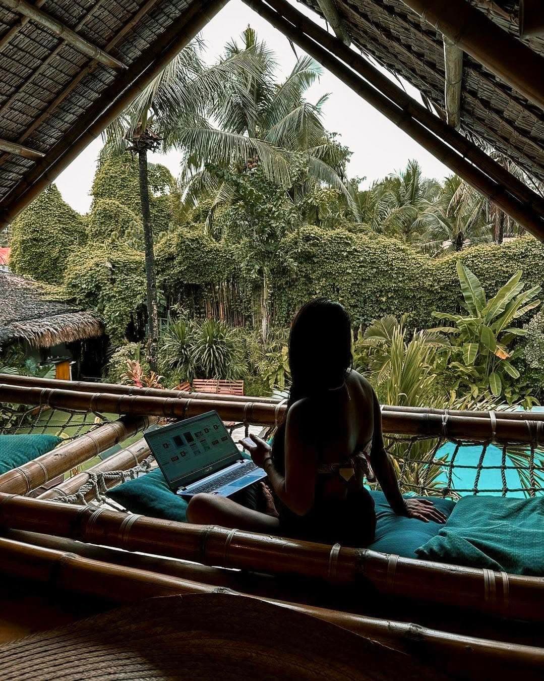 Net lounge over the water near the surf town of General Luna, Siargao